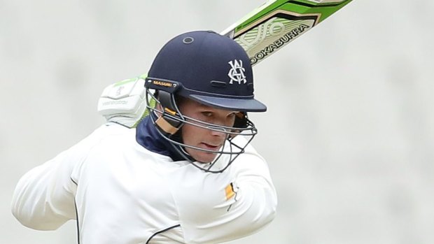 MELBOURNE, AUSTRALIA - OCTOBER 25: Peter Handscomb of Victoria bats during day one of the Sheffield Shield match between Victoria and Tasmania at the Melbourne Cricket Ground on October 25, 2016 in Melbourne, Australia. (Photo by Scott Barbour/Getty Images)