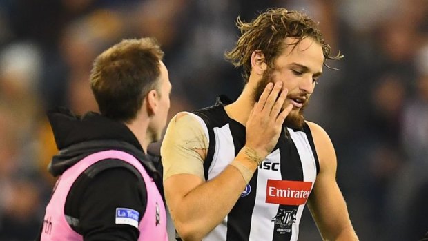 Pies hopeful: James Aish, who suffered a fractured cheekbone in round nine, is a chance to return on Monday. 