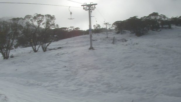 Happy Valley in Perisher has been covered in snow overnight.