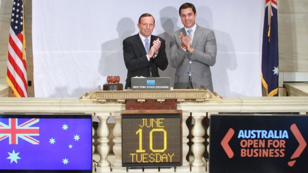Australian Prime Minister Tony Abbott rang the bell to open the New York Stock Exchange in June last year.