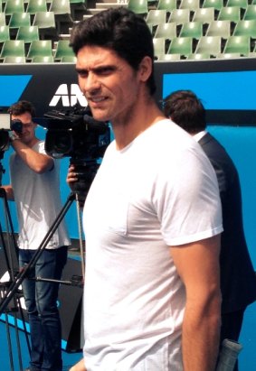 Mark Philippoussis at Melbourne Park on Wednesday.
