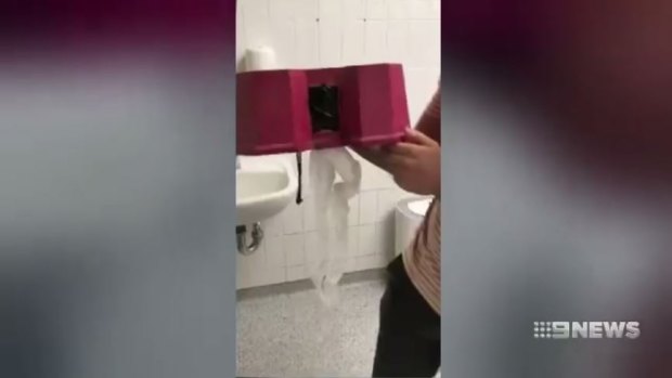 The camera found inside the university's toilet block.