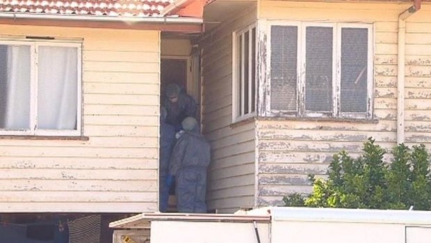 Forensics police at the Norman Park house of slain mother Anthea Mari.