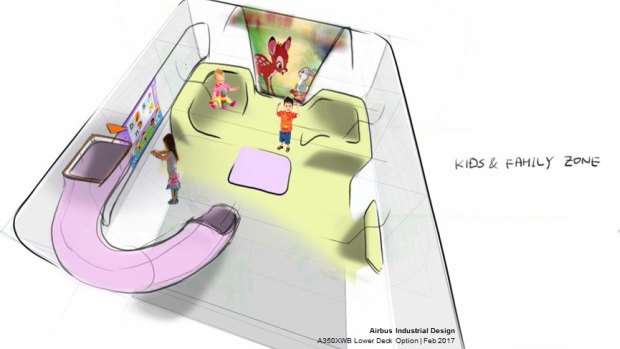 A design for a cargo hold kids zone.
