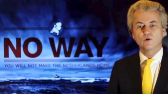 A still from an anti-immigration campaign by controversial Dutch politician Geert Wilders.