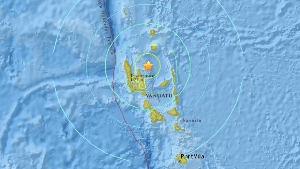 The epicentre of the quake that hit Vanuatu on Wednesday morning.