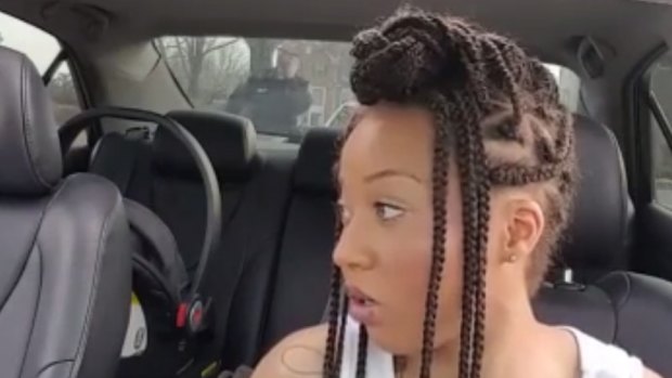 Korryn Gaines during a recent police traffic stop. 