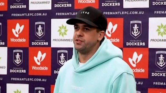 Dockers great Stephen Hill was visibly emotional as he delivered the news to his teammates.