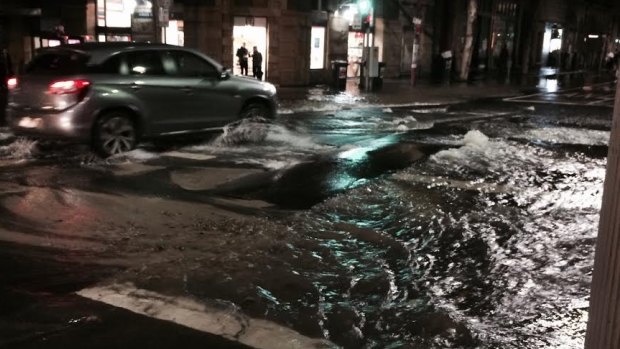 York Street has been closed while road crews attempt to fix the water main, which burst on Sunday night.