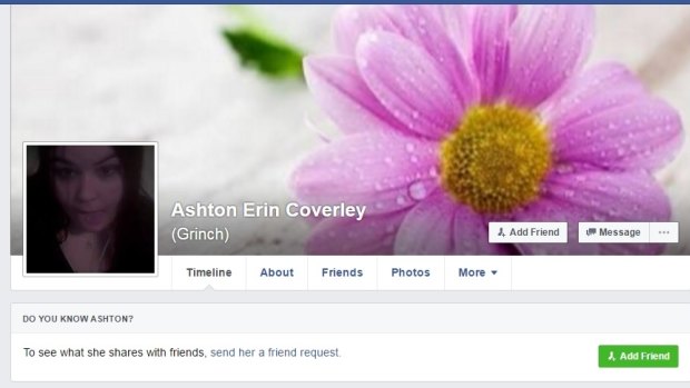 A Facebook page appearing to be held by Coverley includes 'Grinch' in her name. 
