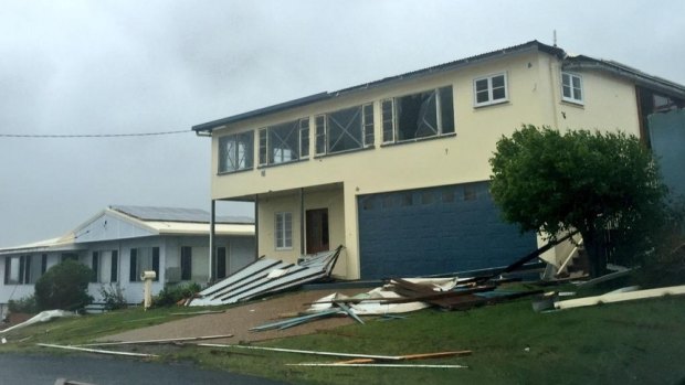 Homes in Yeppoon damaged by Tropical Cyclone Marcia. 