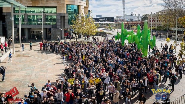 A gathering of Pokemon GO players in Perth.