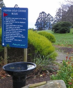 Approaching the first hole at Olinda Golf Course.