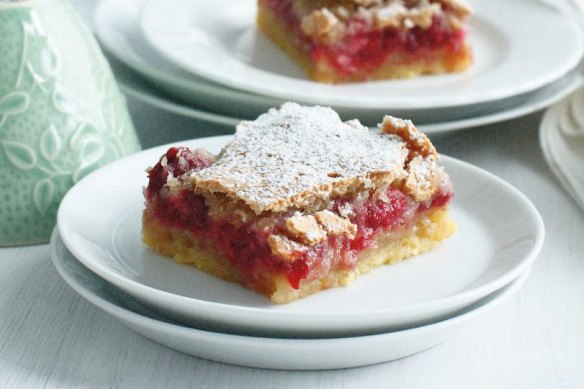 Twice as nice: Raspberry and coconut slice.