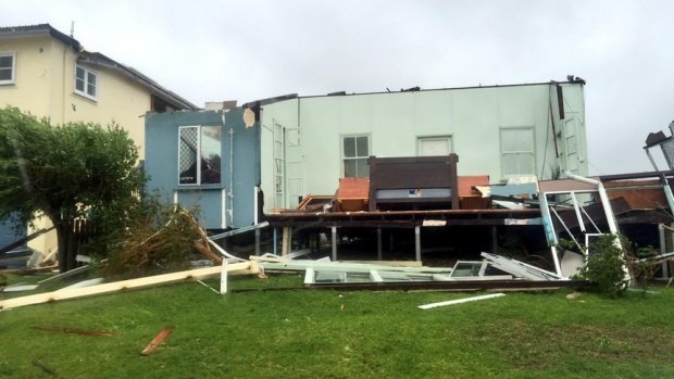 Homes in Yeppoon damaged by Tropical Cyclone Marcia. 