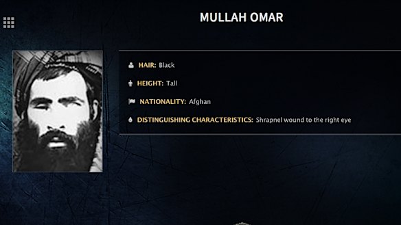 Mullah Omar is seen in a wanted poster issued by the FBI.