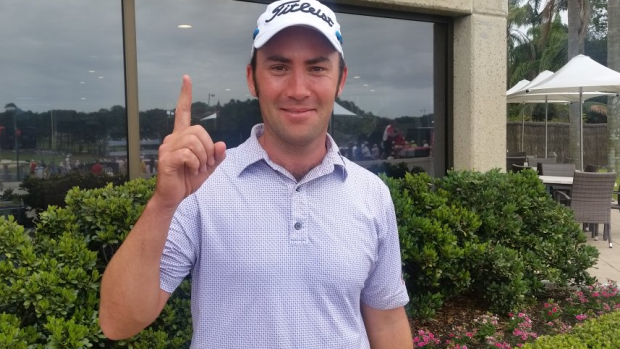Ace: Anthony Brown sinks a 198-metre hole in one.
