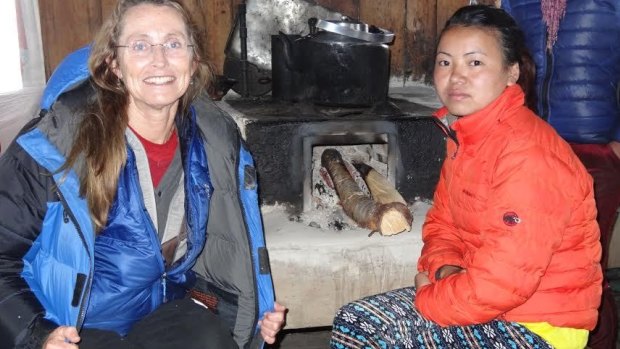 Virginia Dixon, a Canberra nurse who helped set up a clinic in Nepal, in Nepal a few weeks ago with nurse Sonam Ongmo Tamang, who is now missing and feared dead.