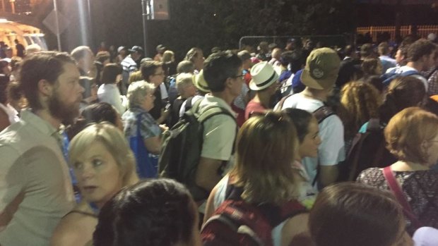 Fans leaving Melbourne Park on Monday night.
