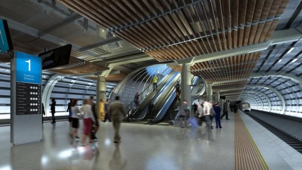 An artist's impression of a new station to be built as part of Melbourne Metro project. 