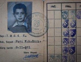 A sporting club membership belonging to Frank Cox, aka Foti (Fotis) Kokolidis, when he was 11 or 12 in Turkey. 