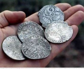 Silver coins recovered from a Dutch wreck off the WA coast.