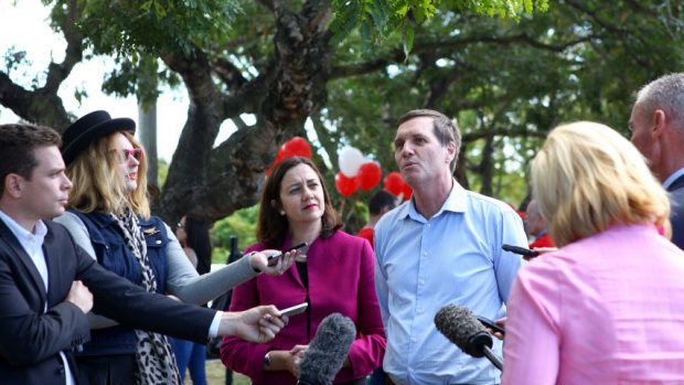 Dr Anthony Lynham campining with opposition leader Annastacia Palaszczuk ahead of the Stafford by-election. 