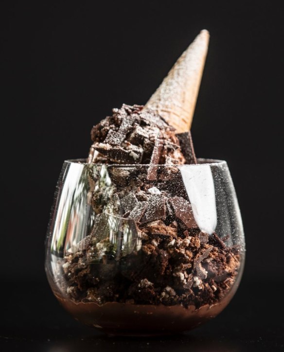 The sundae with an upturned cone is a menu staple.