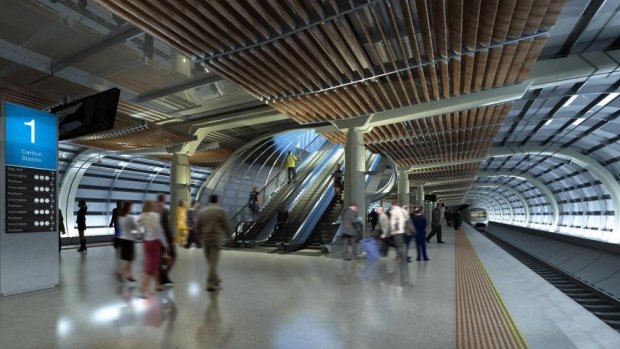 An artist's impression of a new station to be built as part of the Melbourne Metro project. 