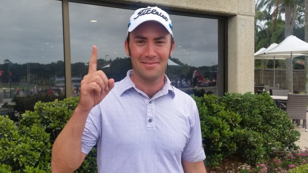 Ace: Anthony Brown sinks a 198-metre hole in one.