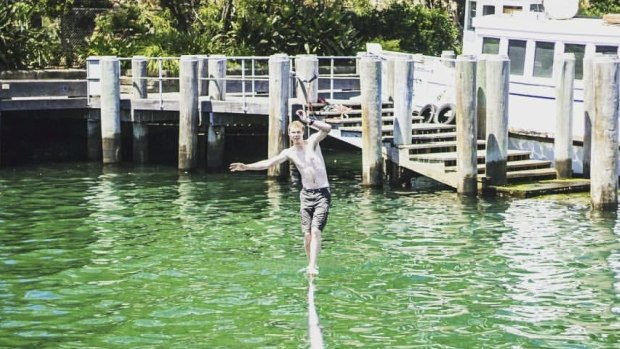 Slacklining is a growing trend in Sydney this summer.