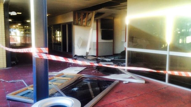 A car crashed through the interior of the Goodna TAB on Tuesday.