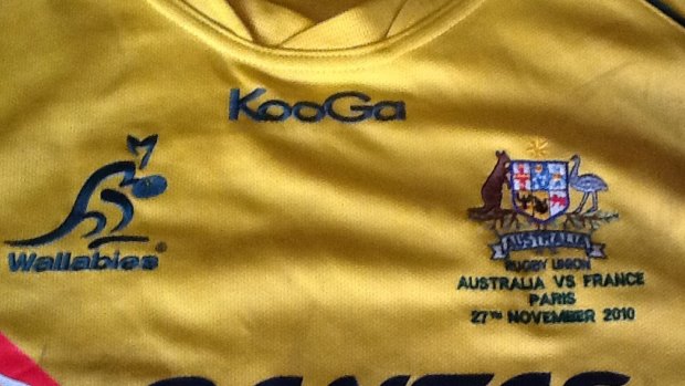 The jersey Wallabies hooker Stephen Moore gave to Anthony George. Photo: supplied