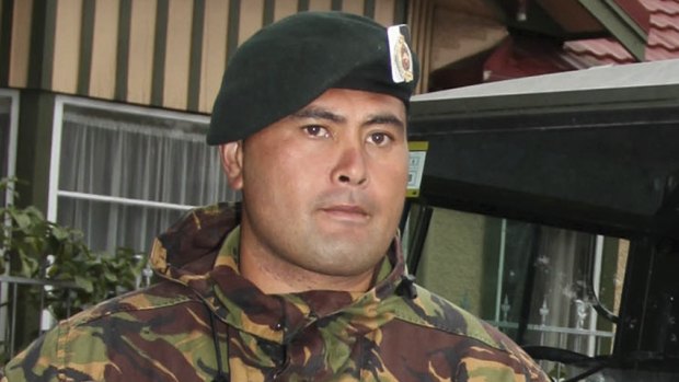 Lance Corporal Ngati Kanohi Haapu during recovery operations after the Christchurch earthquake, 2011.