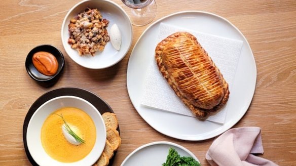 Cirrus' spread includes red fish soup, a salmon and mushroom pie, quince crumble and more. 