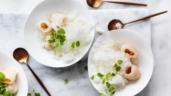 Lychees and lemon mint ice.