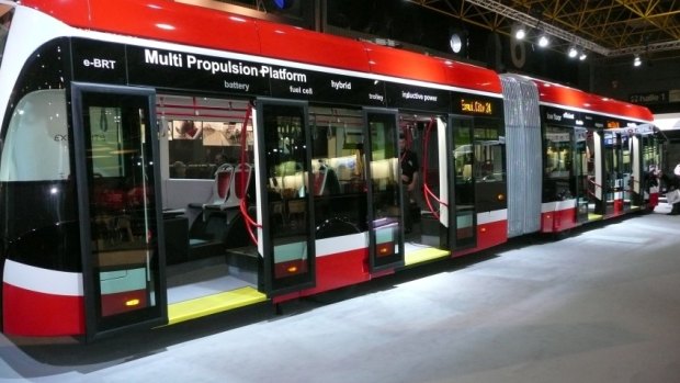 The Inner West Council wants track-free trams, like the one pictured, to carry commuters along Parramatta Road.