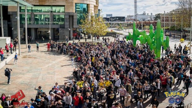 A gathering of Pokemon GO players in Perth.