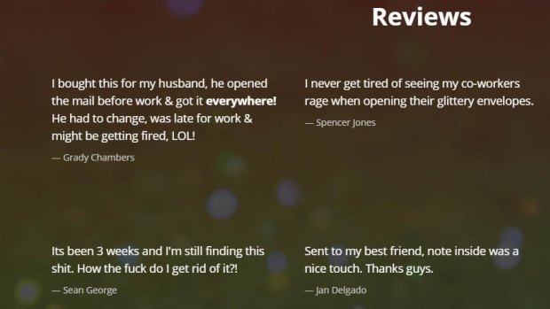 Some of the "reviews" on the website.