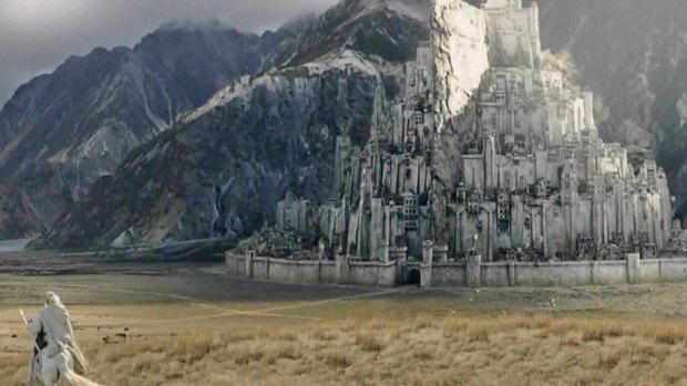 Gandalf approaching Minas Tirith, the fictional city that architects are hoping to replicate in South London.  