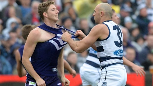 Geelong lost to Fremantle at Simonds Stadium in a qualifying final in 2013.