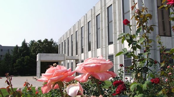 A partial view of the Russian embassy in Washington.