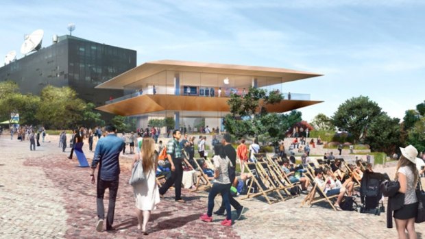 An artist's impression of the new Apple flagship store to be built at Federation Square. 