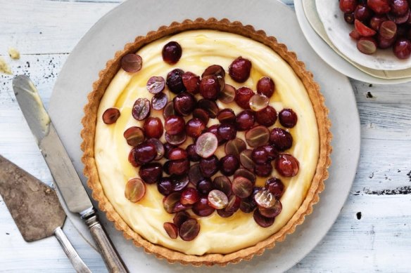 Adam Liaw's grape and honey creme flan. 