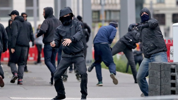 A picture of a demonstration from the Melbourne Antifa Facebook page. 