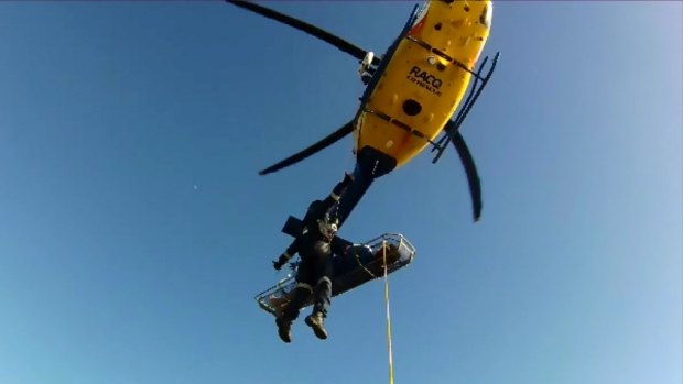 The RACQ CQ Rescue helicopter was used to winch a sick cruise liner passenger to safety.