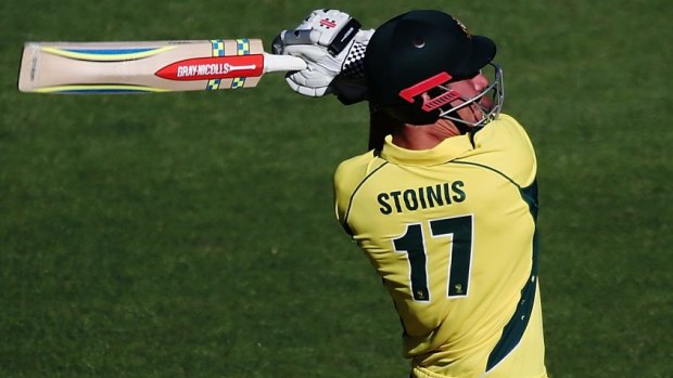 Big hitter: Marcus Stoinis scored his maiden international century in an ODI against New Zealand last month.