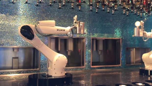 Robotic bartenders at the Tipsy Robot in Las Vegas
