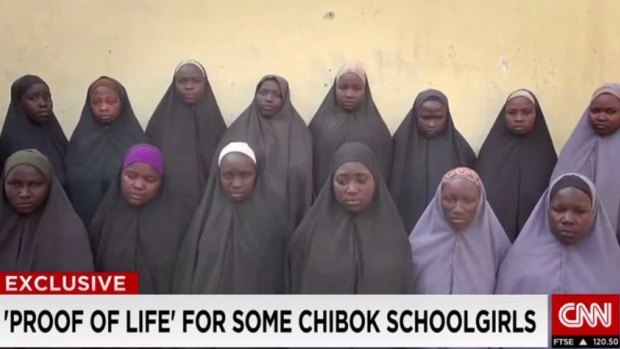 Fifteen girls appear in this video broadcast by CNN and believed to have been made in December to prove the girls are well.