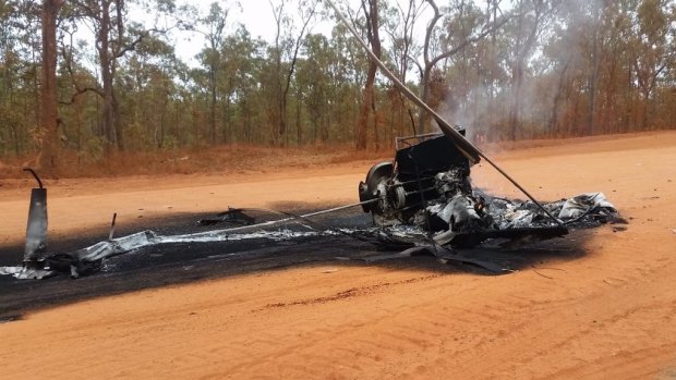 The mustering helicopter crashed and burned after its pilot allegedly struck a cow while herding cattle.